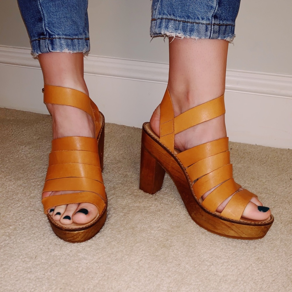 Free People Wood Platform Heels